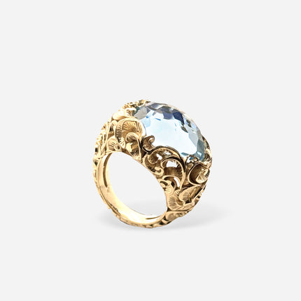 ANELLO CABOCHON TOPAZIO AZZURRO