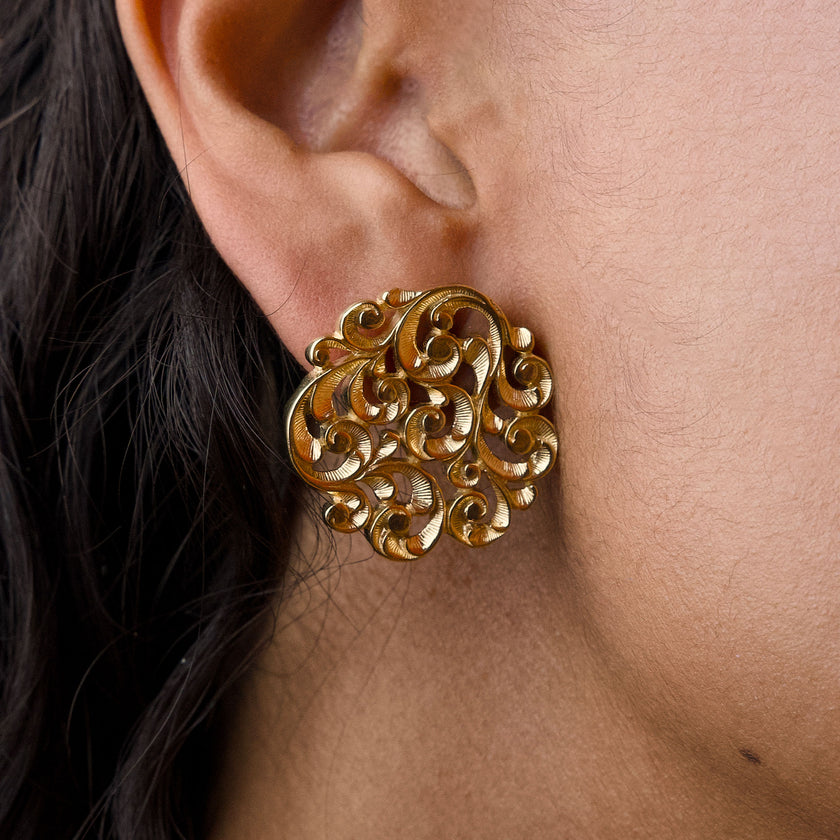 ORECCHINI ROSONE DORATI