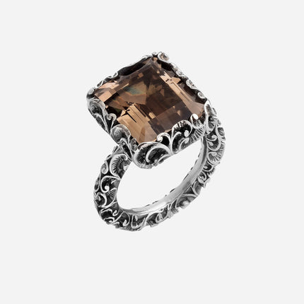 Ring with emerald cut stone