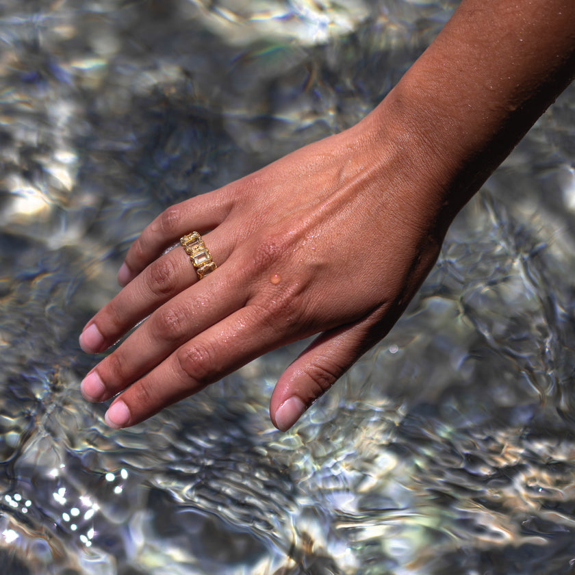 ANELLO ETERNITY SMERALDO DORATO