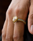 ANELLO SOLITARIO DORATO PAVÉ