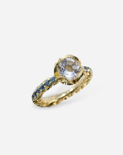 ANELLO SOLITARIO DORATO PAVÉ