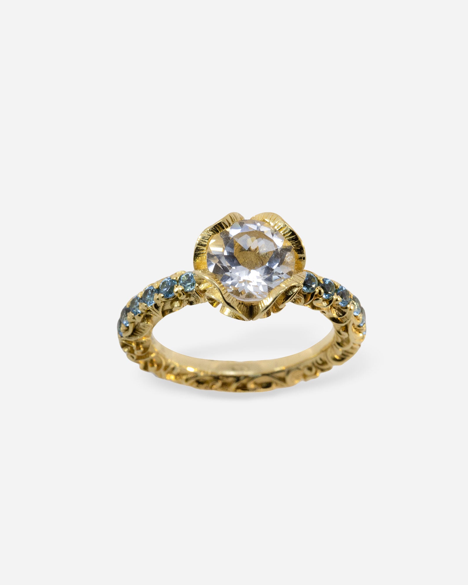 ANELLO SOLITARIO DORATO PAVÉ
