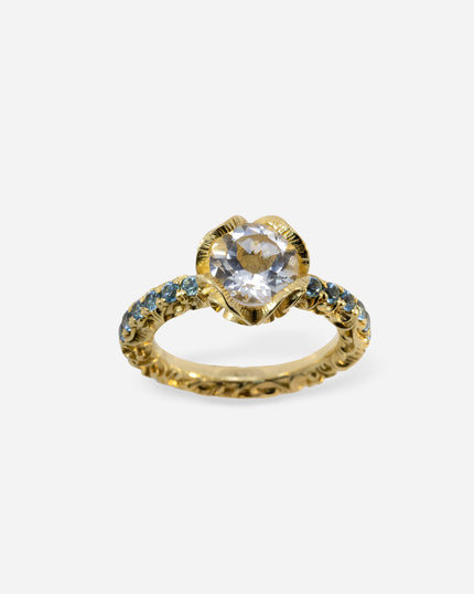 ANELLO SOLITARIO DORATO PAVÉ