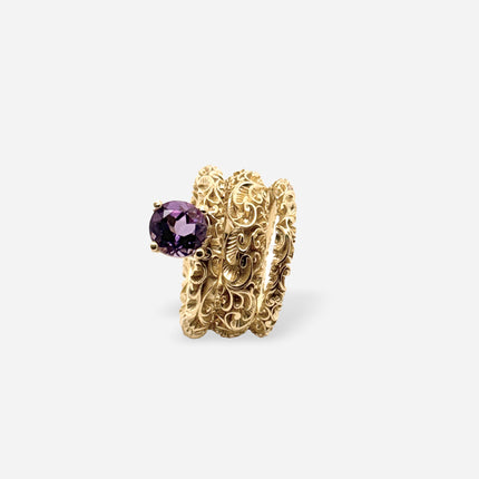 ANELLO SPIRALE DORATO AMETISTA