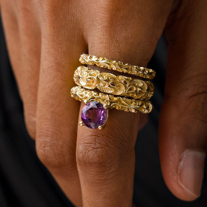 ANELLO SPIRALE DORATO AMETISTA