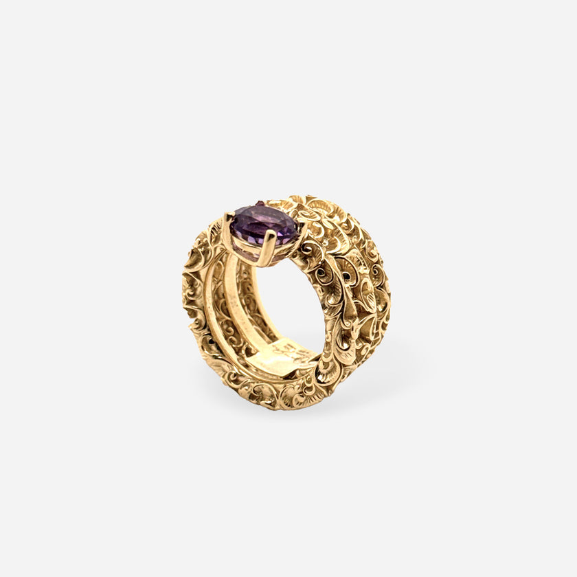 ANELLO SPIRALE DORATO AMETISTA