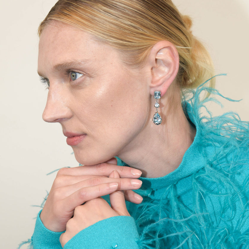 ORECCHINI SHRI PENDENTI 3 PIETRE