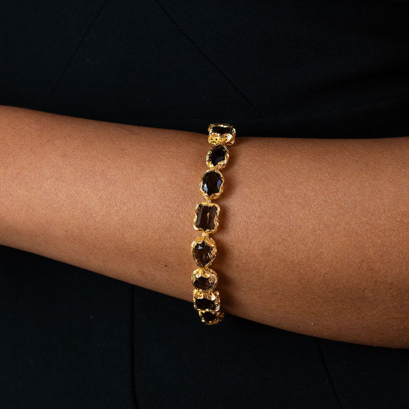 BRACCIALE TENNIS DORATO MIXED CUT