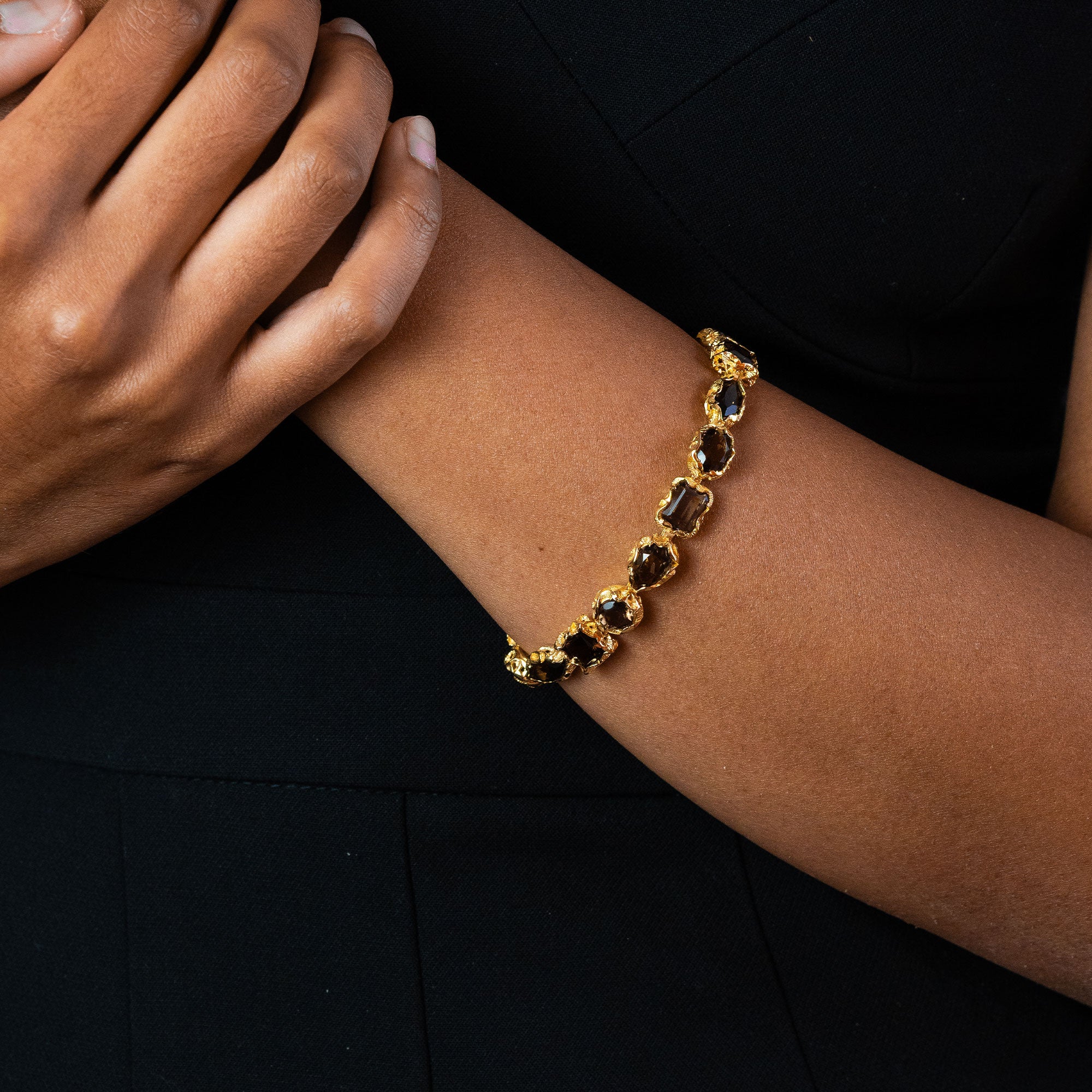 BRACCIALE TENNIS DORATO MIXED CUT