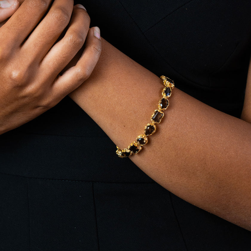 BRACCIALE TENNIS DORATO MIXED CUT