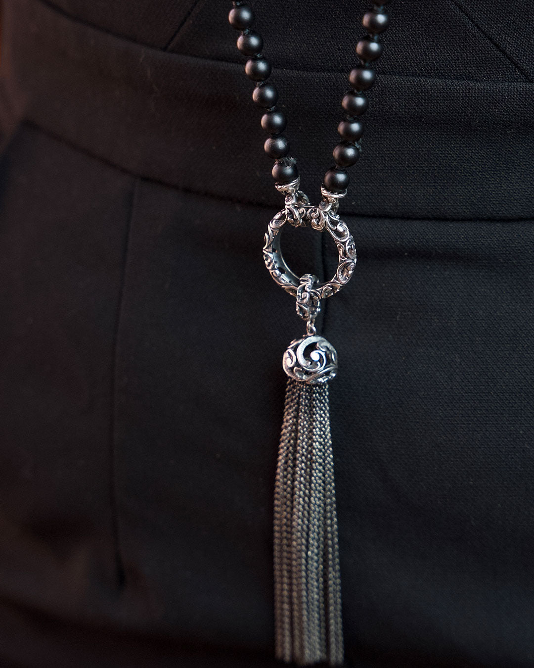 COLLANA NOMAD LUNGA ONICE SATINATO