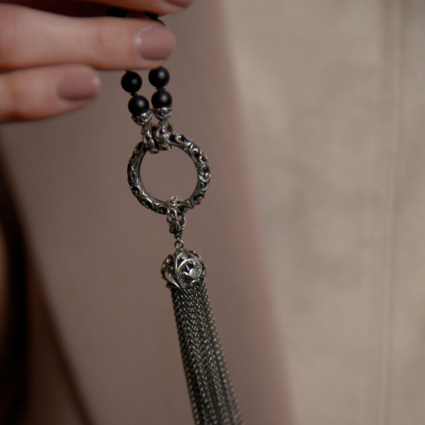 COLLANA NOMAD LUNGA ONICE SATINATO