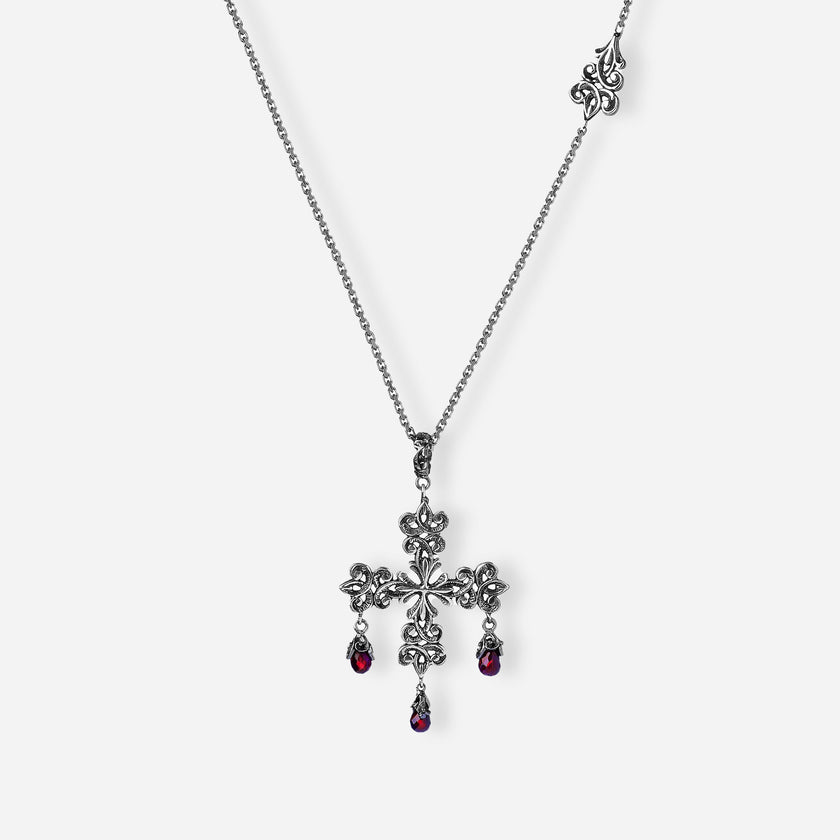 COLLANA CROSS CON PIETRE PENDENTI