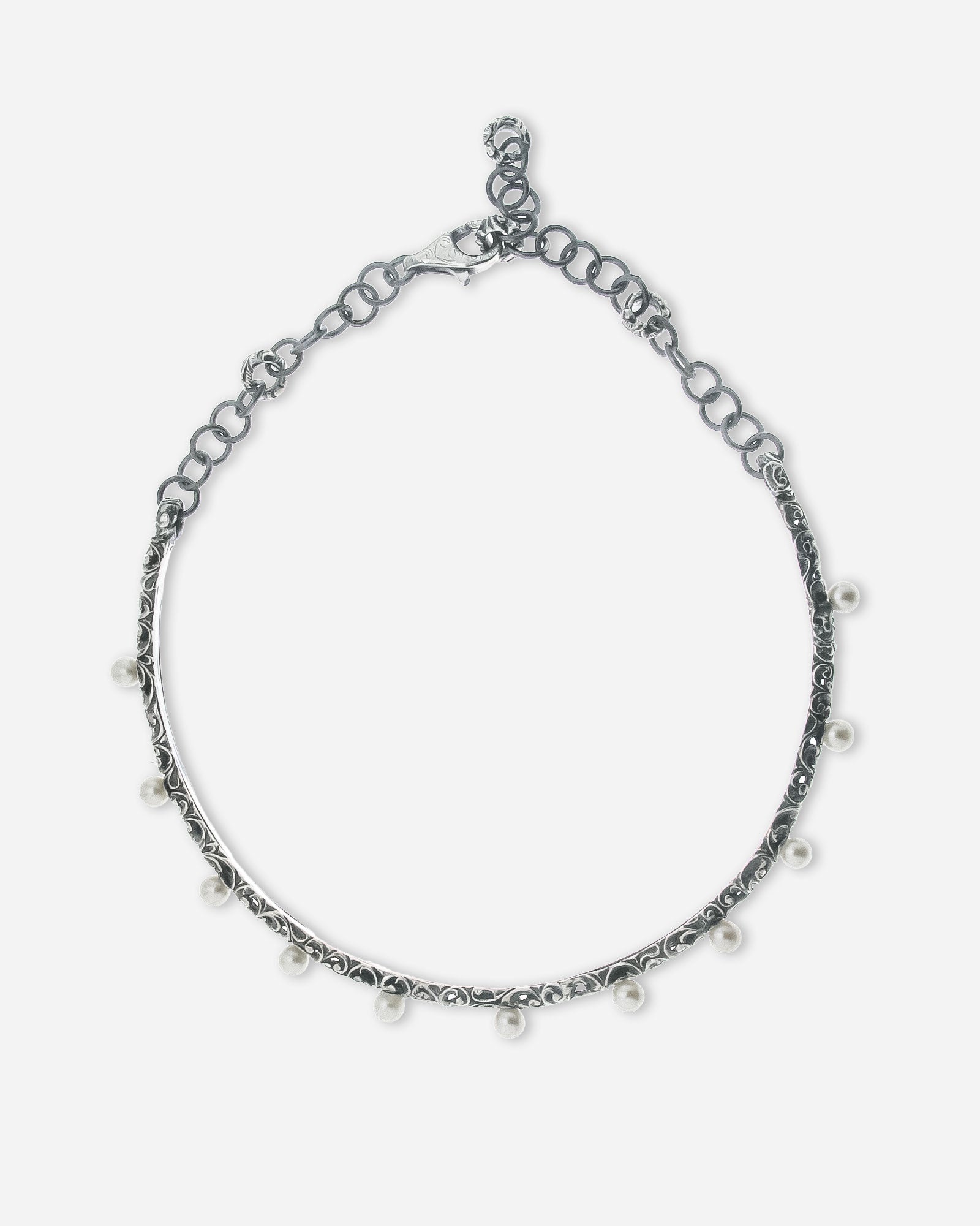 COLLANA CHOKER RIGIDA CON PERLE