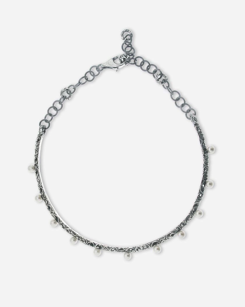 COLLANA CHOKER RIGIDA CON PERLE