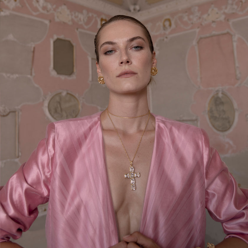 COLLANA CROSS SHINE LARGE DORATA