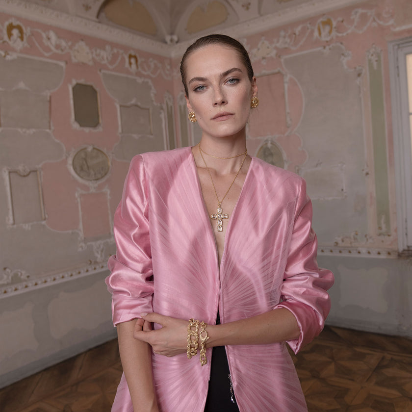 COLLANA CROSS SHINE LARGE DORATA