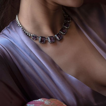 Shri Deluxe necklace, emerald cut stones