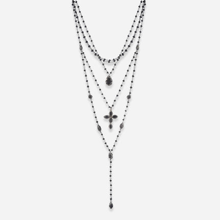 Avalaya Collana multifilo con perline di legno in argento metallizzato, lunghezza 50 cm, lunghezza 70 cm, Misura unica, legno, corde, Nessuna pietra preziosa Avalaya Collana multifilo con perline di legno in argento metallizzato, lunghezza 50 cm, lunghezza 70 cm, Misura unica, legno, corde, Nessuna pietra preziosa