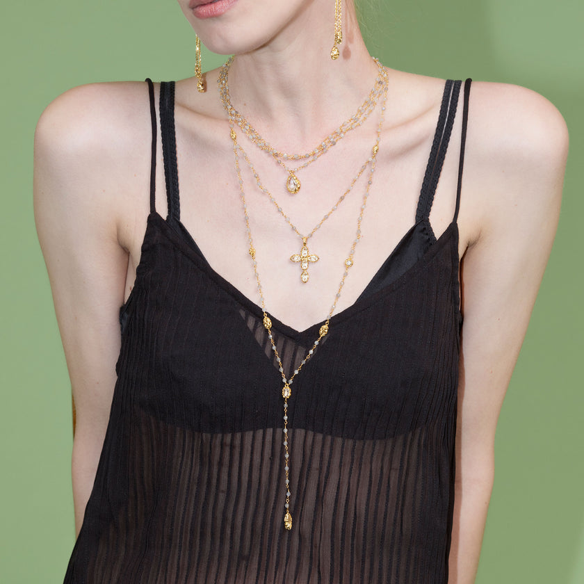 COLLANA ROSARIO 5 FILI DORATA