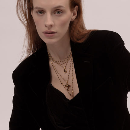 Collana con perline di legno multifilo in argento nero - Regan Collana con perline di legno multifilo in argento nero - Regan