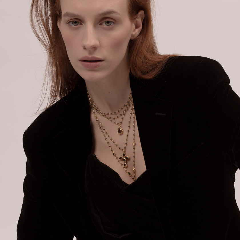 COLLANA ROSARIO 5 FILI DORATA