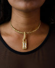 CIONDOLO COLLANA BAGUETTE DORATO