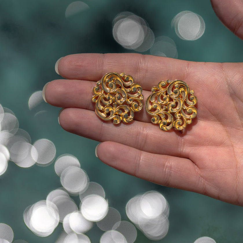 ORECCHINI ROSONE DORATI