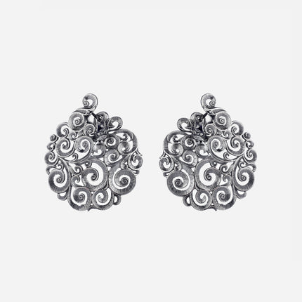 Opera earrings with large round rosette