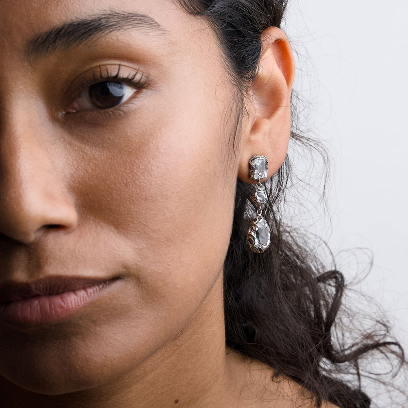 ORECCHINI SHRI PENDENTI 3 PIETRE