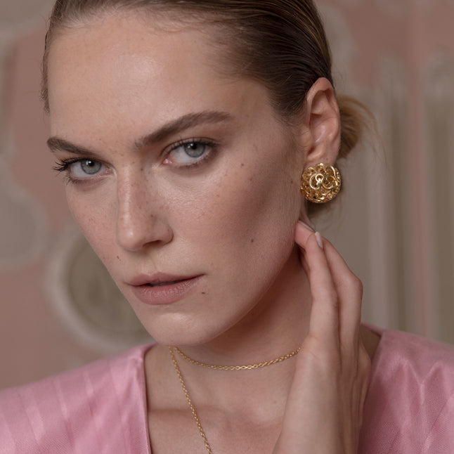 ORECCHINI A BOTTONE SEMISFERA