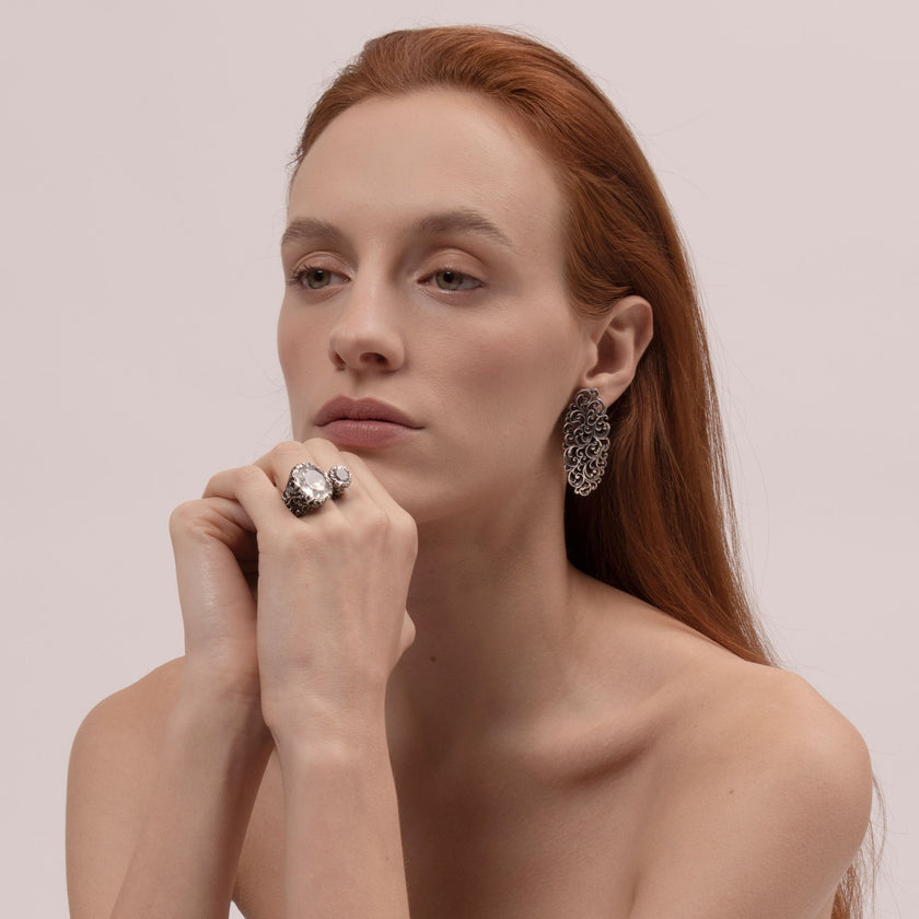 ORECCHINI A LOBO ROSONE OVAL