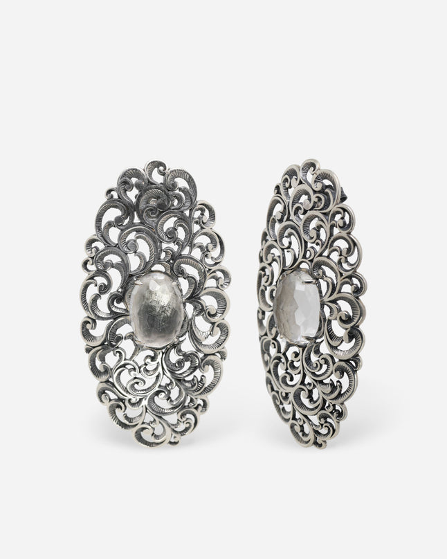 ORECCHINI ROSONE OVAL CON PIETRA