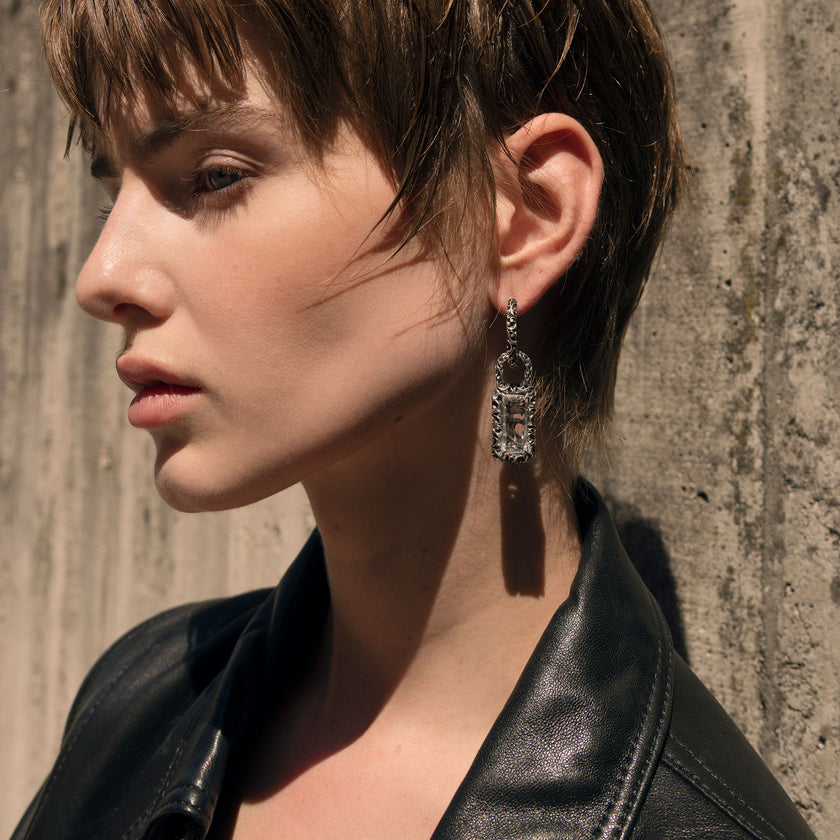 ORECCHINI CIONDOLO BAGUETTE