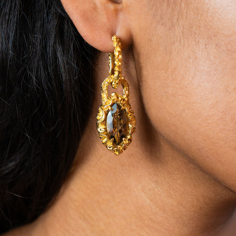 ORECCHINI CIONDOLO NAVETTE DORATI