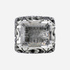 San Marco ring, large emerald cut stone and damask plate
