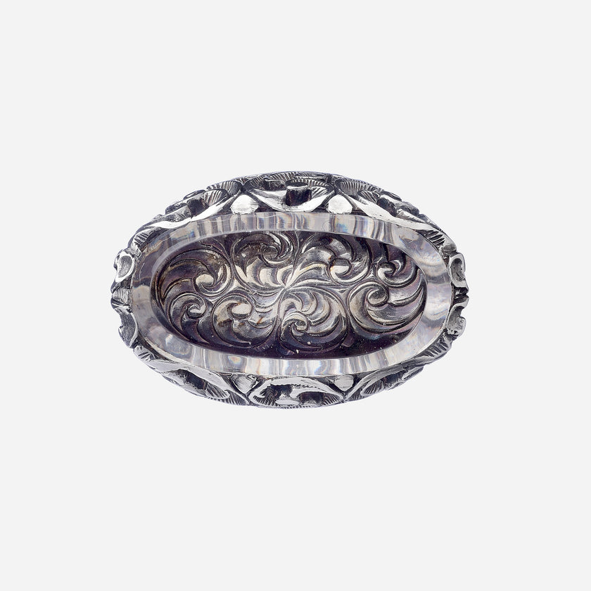 ANELLO DAMASCATO CON PIETRA OVALE