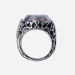 Ring with oval stone and damask plate