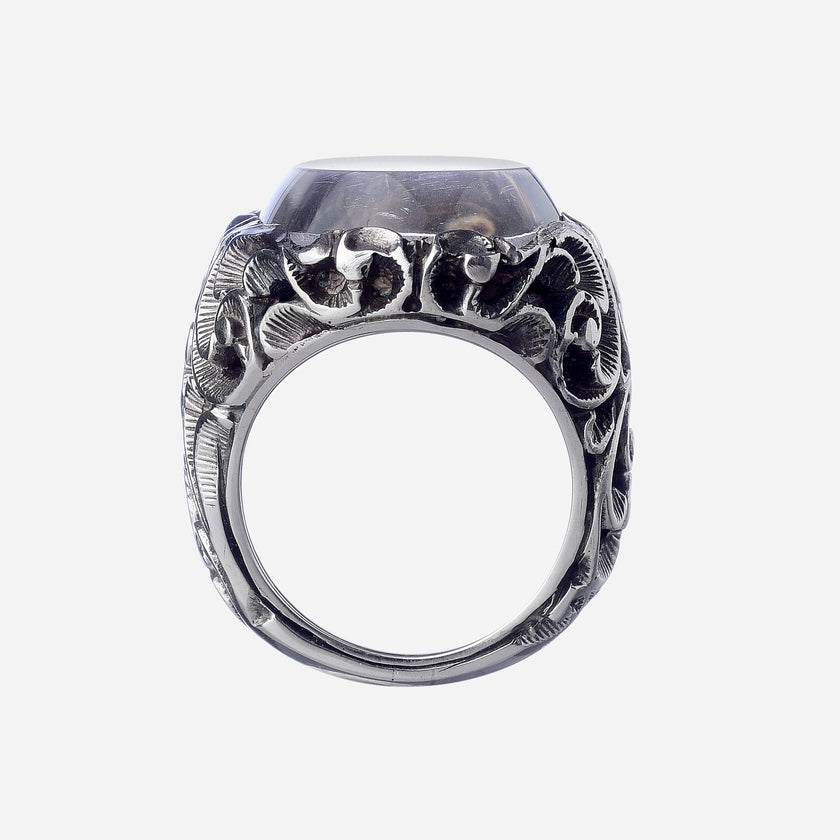 ANELLO DAMASCATO CON PIETRA OVALE