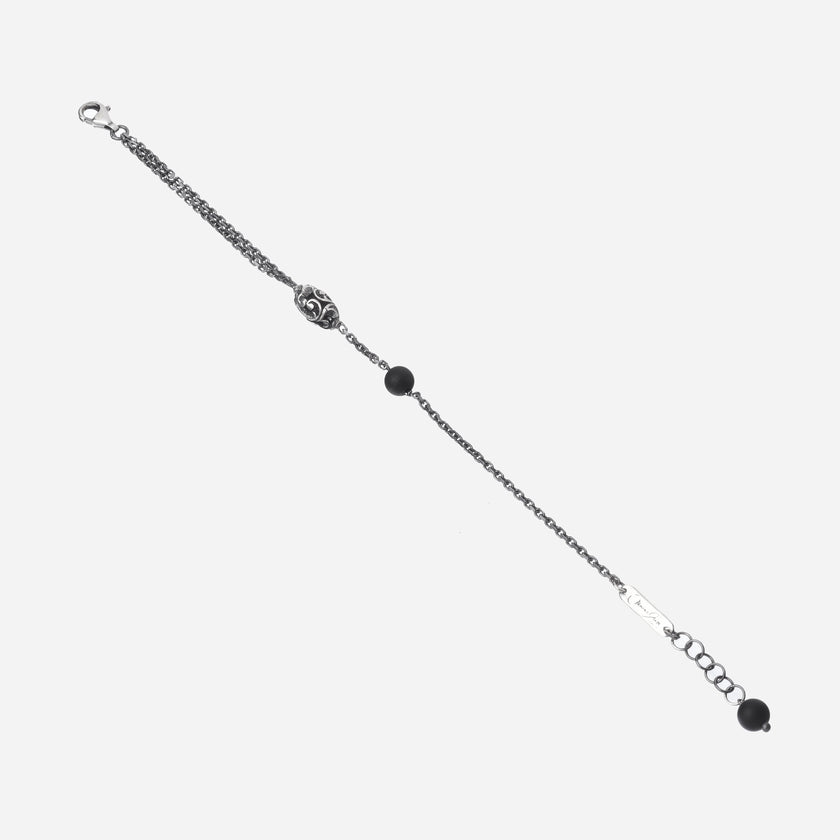 Bracciale con shiva lingam inciso e onice opaco