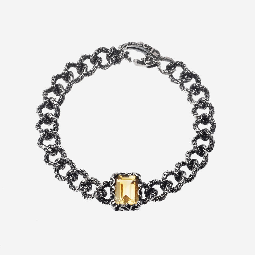 Bracciale groumette con pietra taglio smeraldo