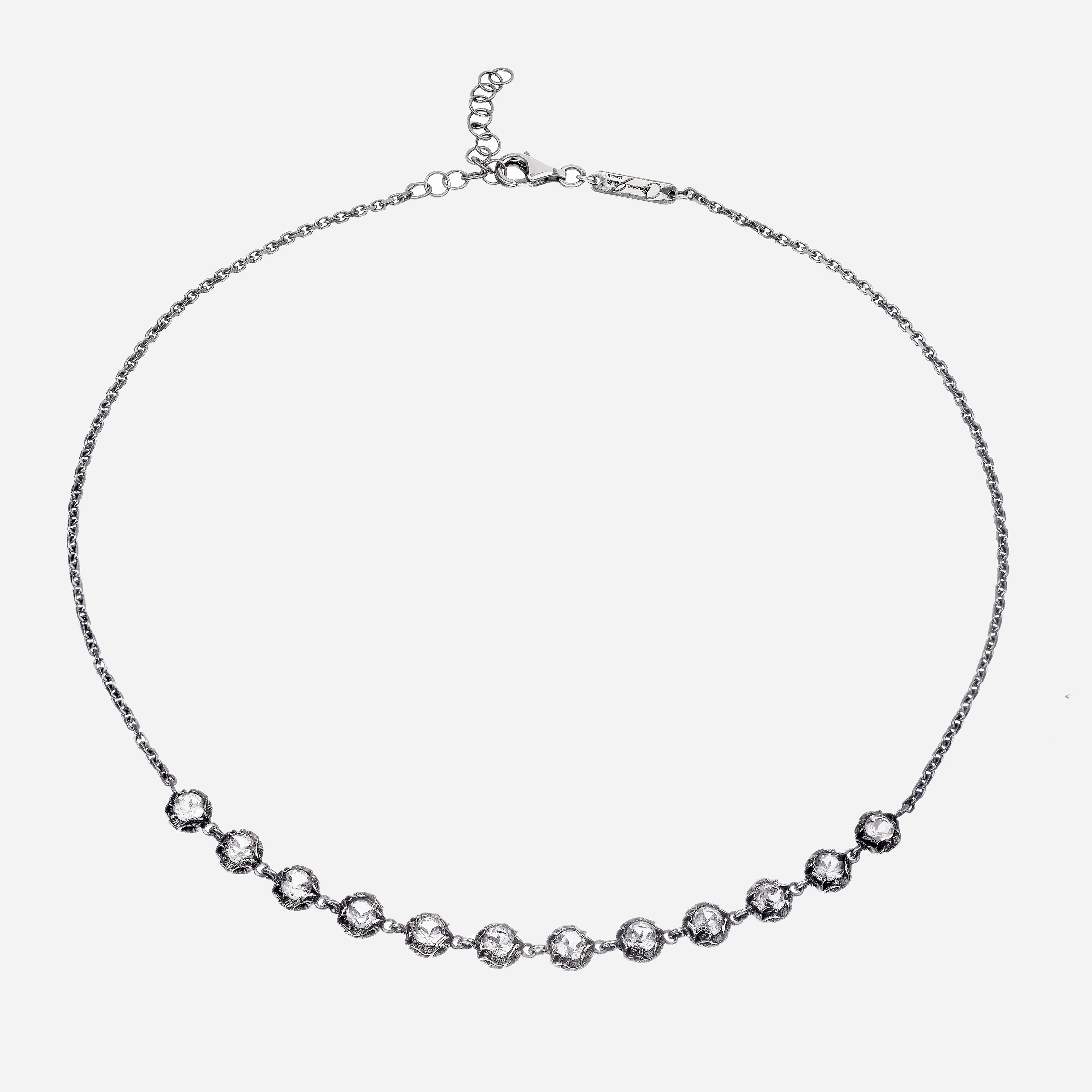 Shri choker necklace, 12 round cut micro stones