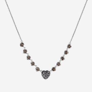 Collana Shakti, cuore intagliato e 10 pietre tonde taglio sfaccettato