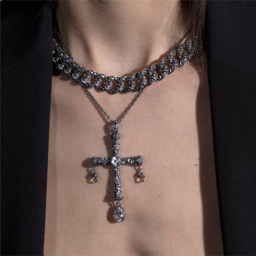 COLLANA CROSS TEARDROPS