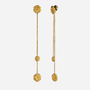 Orecchini in oro intagliato con lenticchie pendenti