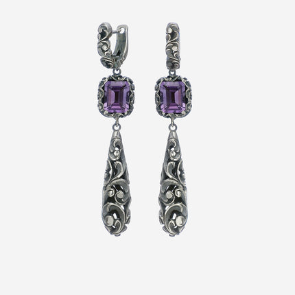Snap earrings with carved drop