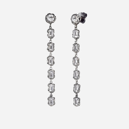 Shri earrings, round lobe stone and seven emerald cut stones