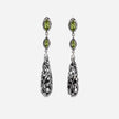 Shri earrings in silver with 2 shuttle cut stones and drop inlaid pendant