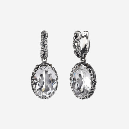 Lever earrings with oval cut stone